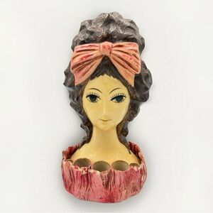 Vintage 1960’s Lady Head Lipstick holder with Pink Bow